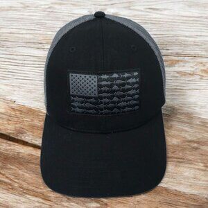 Columbia PFG Fish Flag Flexfit L/XL Cap Mesh Trucker Fishing Baseball Hat